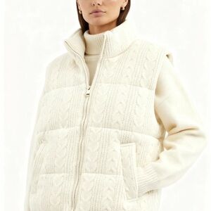 Cream Cable Knit Puffer Vest - Size M